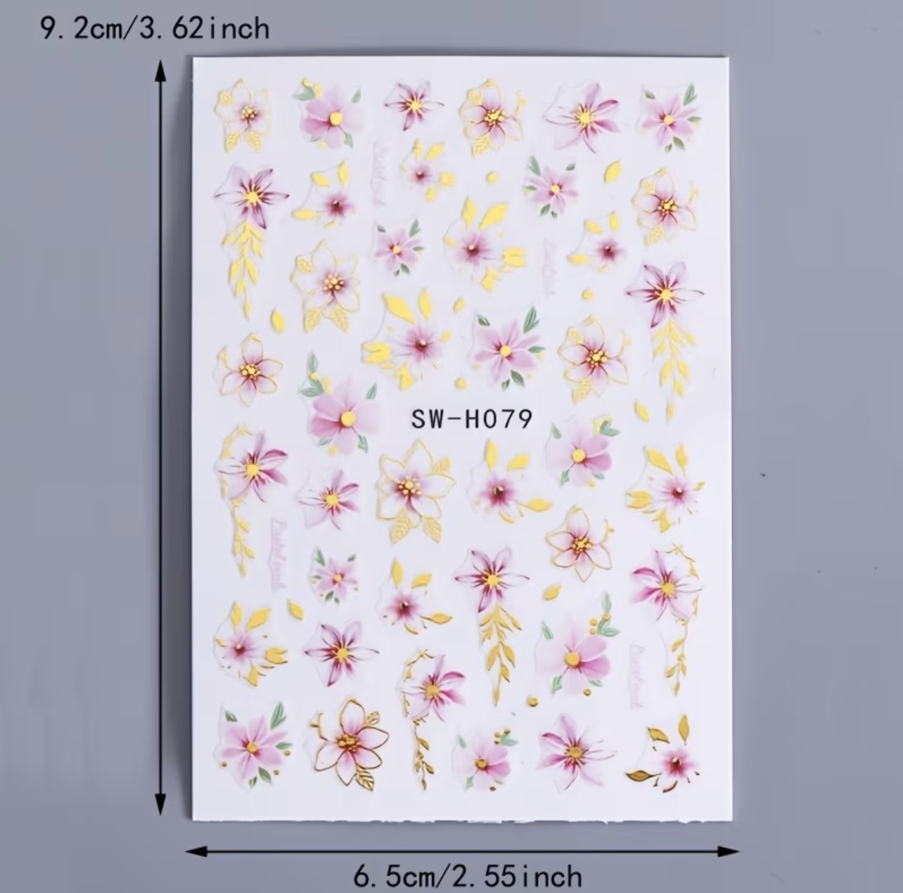 Nail Art Stickers Pink Gold Cherry Blossom Flower Summer Floral Decals H079