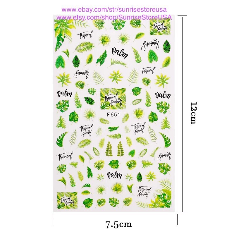 Nail Art Sticker Spring Summer Flower Leaves Fruit Beach Girl Decals Manicure