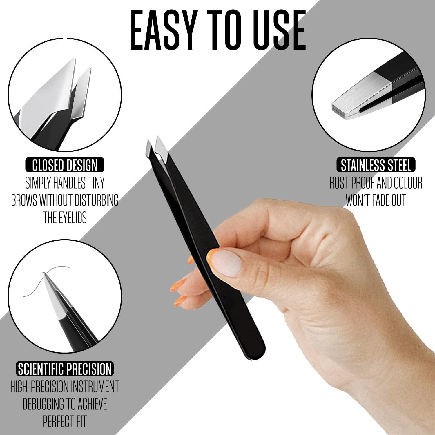 4 Tweezers for Facial Hair Women & Men- Grooming of Eyebrows-Ear Nose Ingrown…