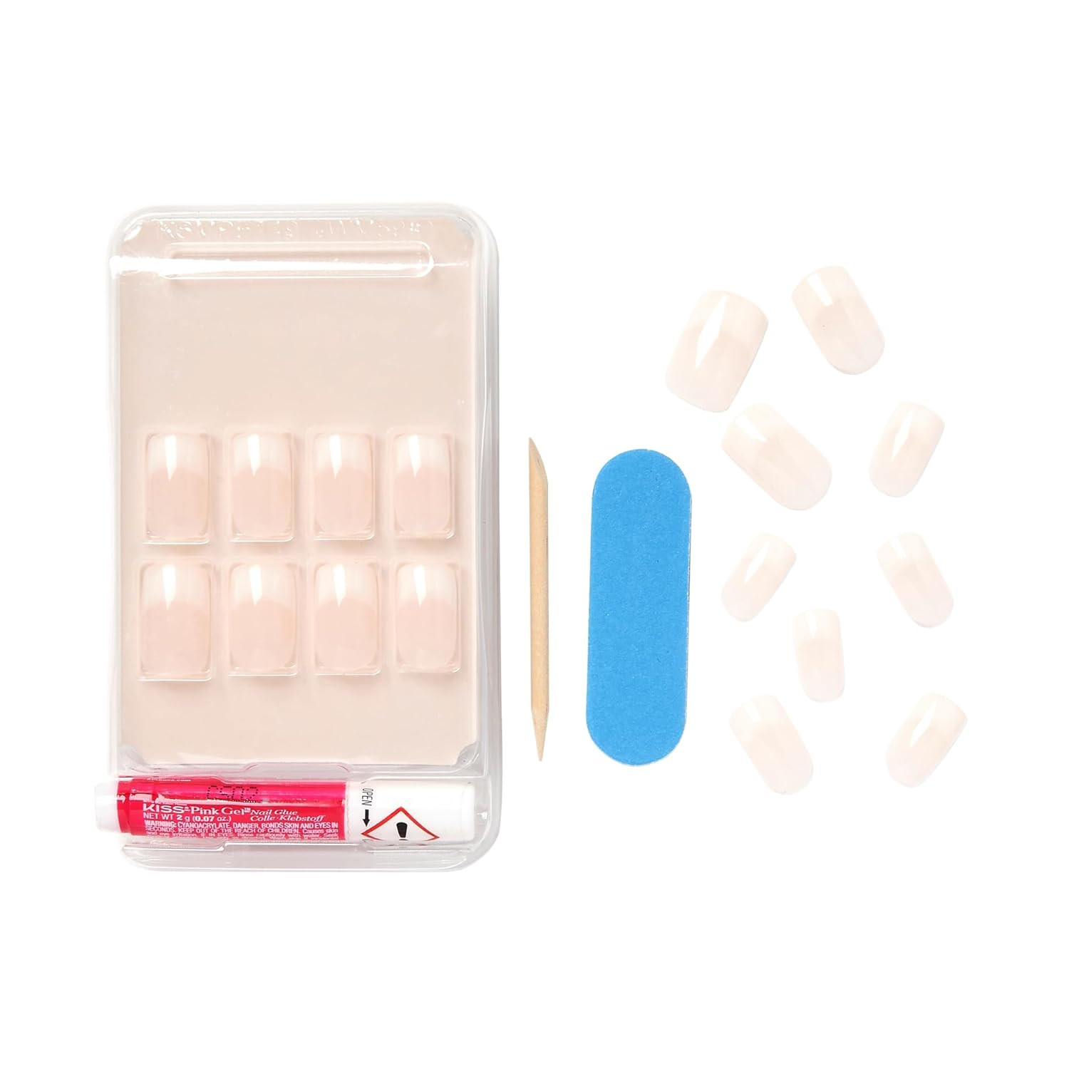 Salon Acrylic French Nude Natural Nails, Medium Length, Ultra-Smooth