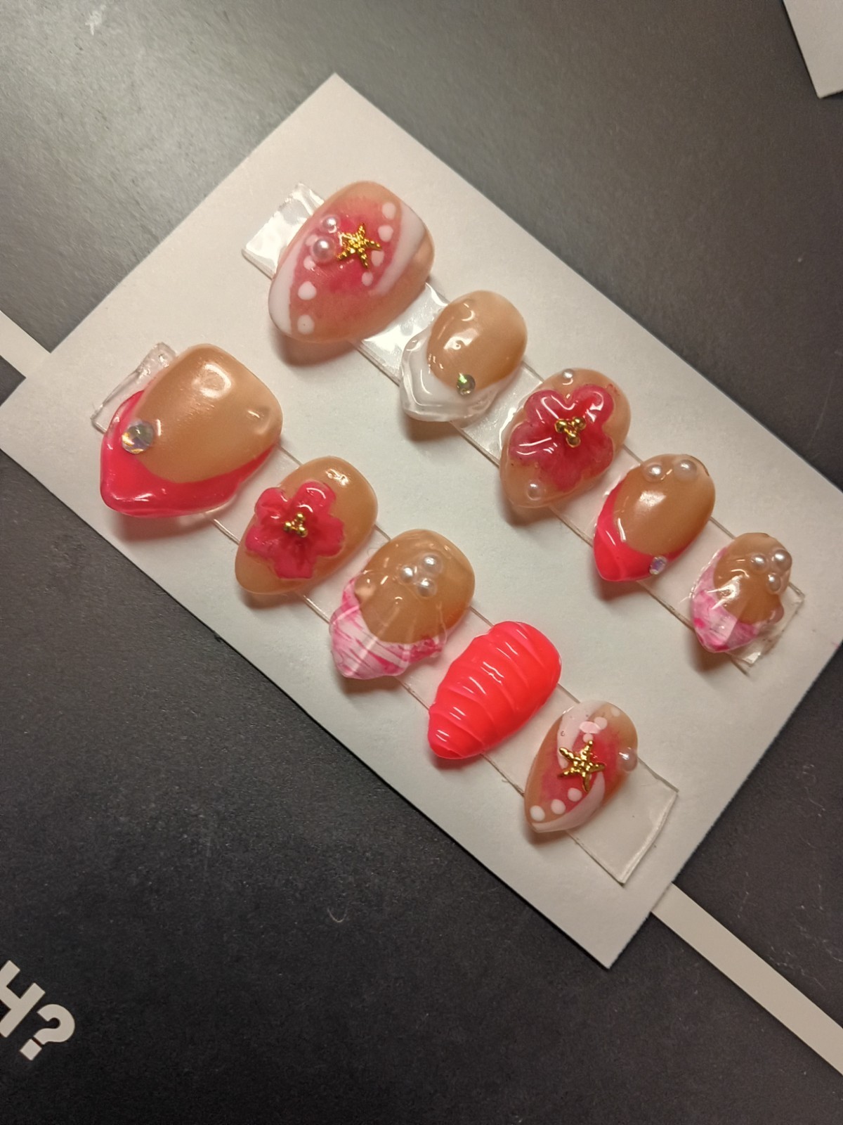 handmade gel press on nails short almond floral small