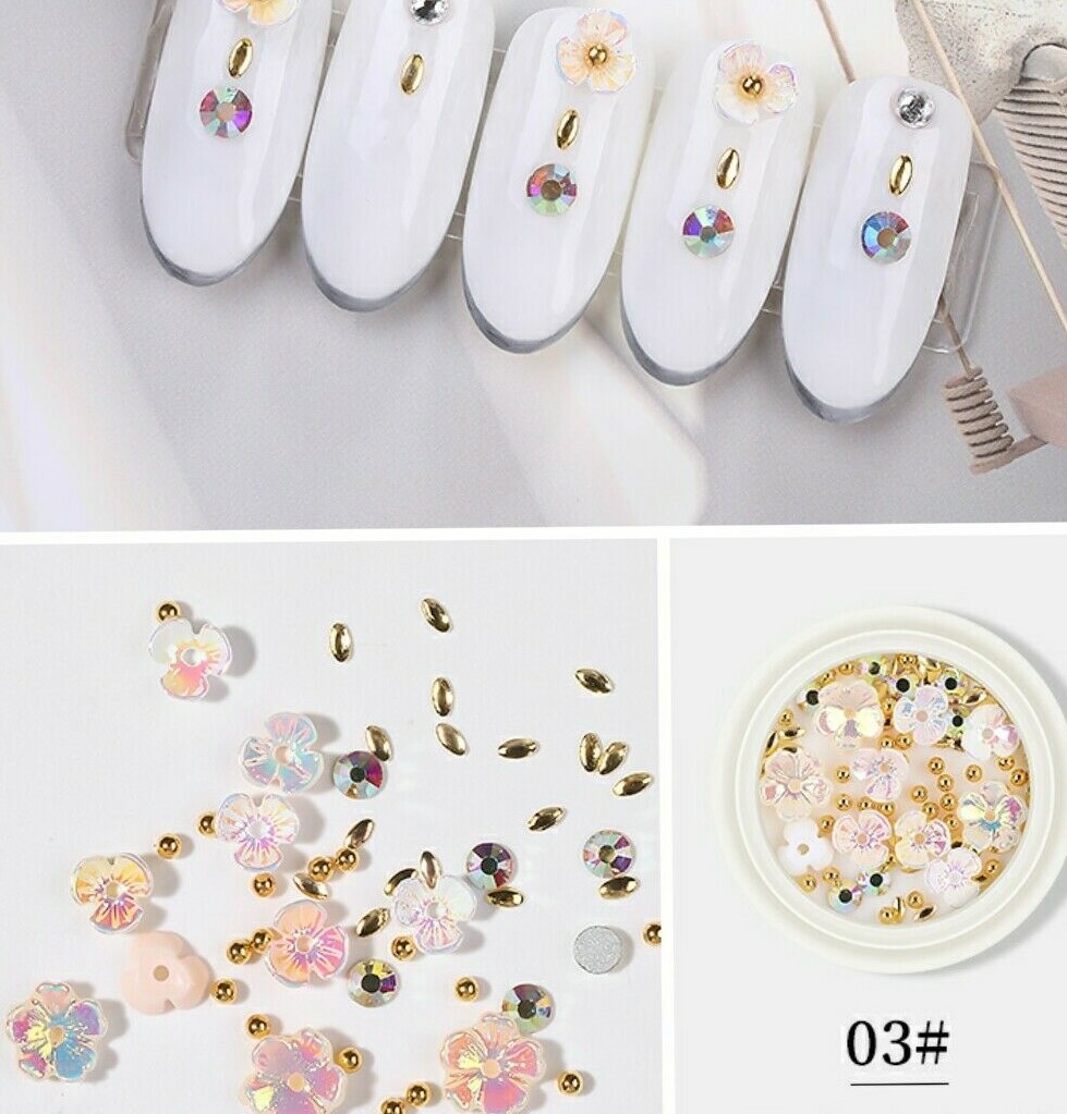 Nail Art 3D Rose Flower Shell Jewelry Gems Mix Nail Art Decoration – Jargod