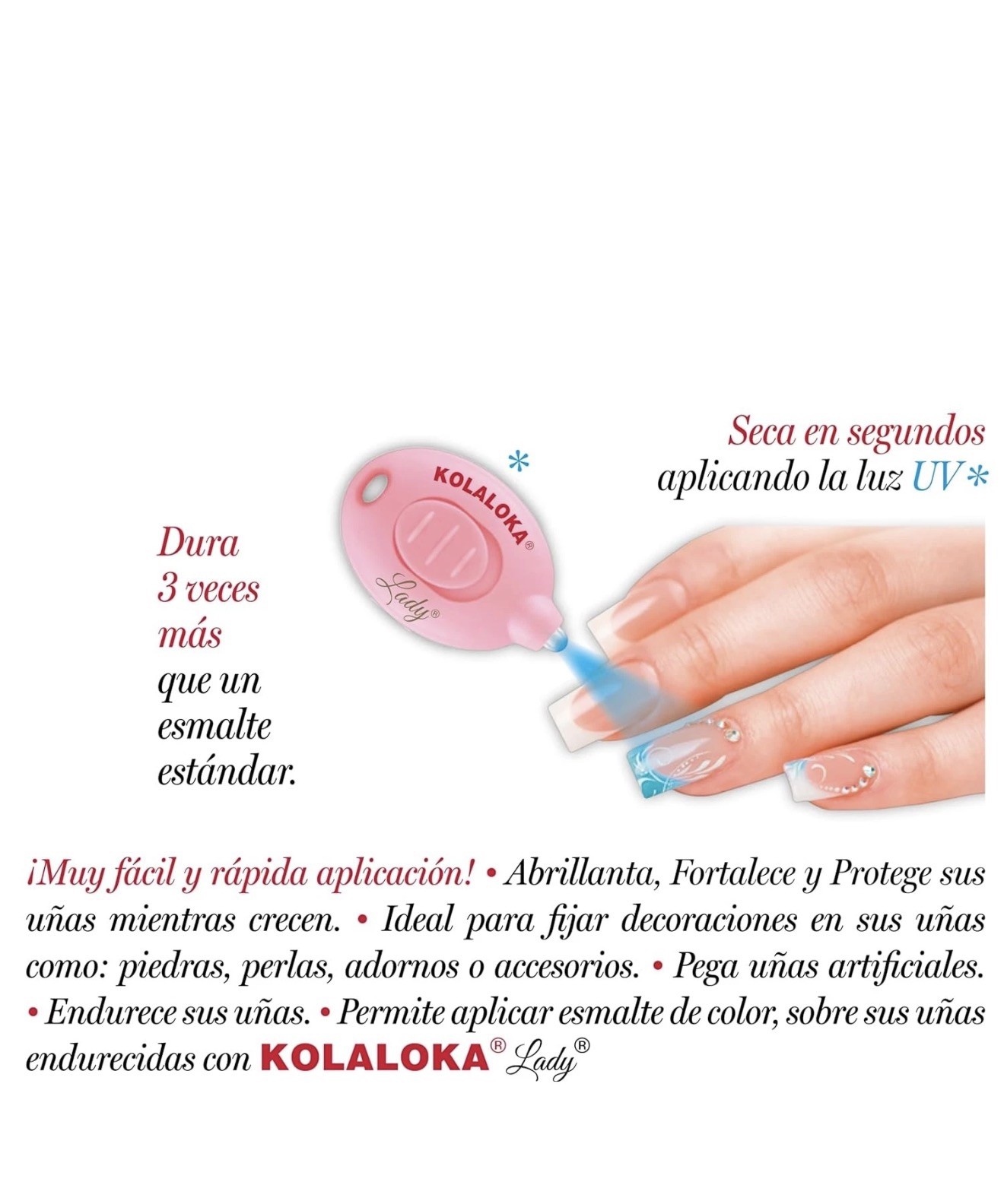 Kola Loka Lady UV Nail Glue Instant Adhesive Gloss Finish Nails Art New USA