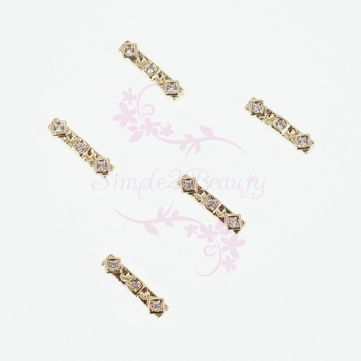 10 Rectangle Flat Bar Design Clear Zircon Rhinestones Japanese Style 3D Nail Art