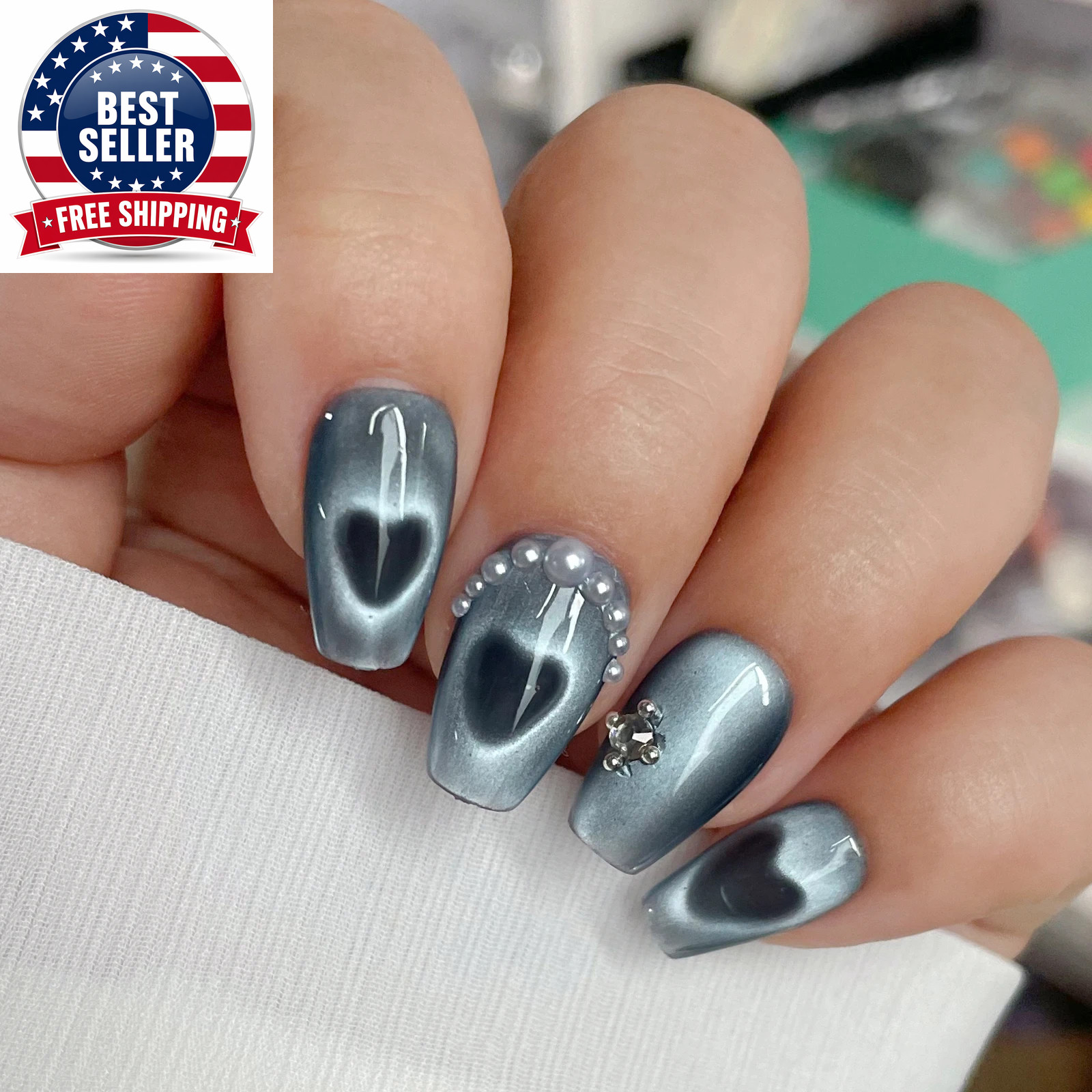 4Pcs Nail Art Magnet Set with Iron Wire Cat’S Eye Magnetic Rod Strong Heart-Shap