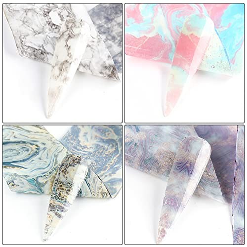 Marbling Holographic Nail Foil Stickers, Marble Polish Sheets Sky Starry Paper