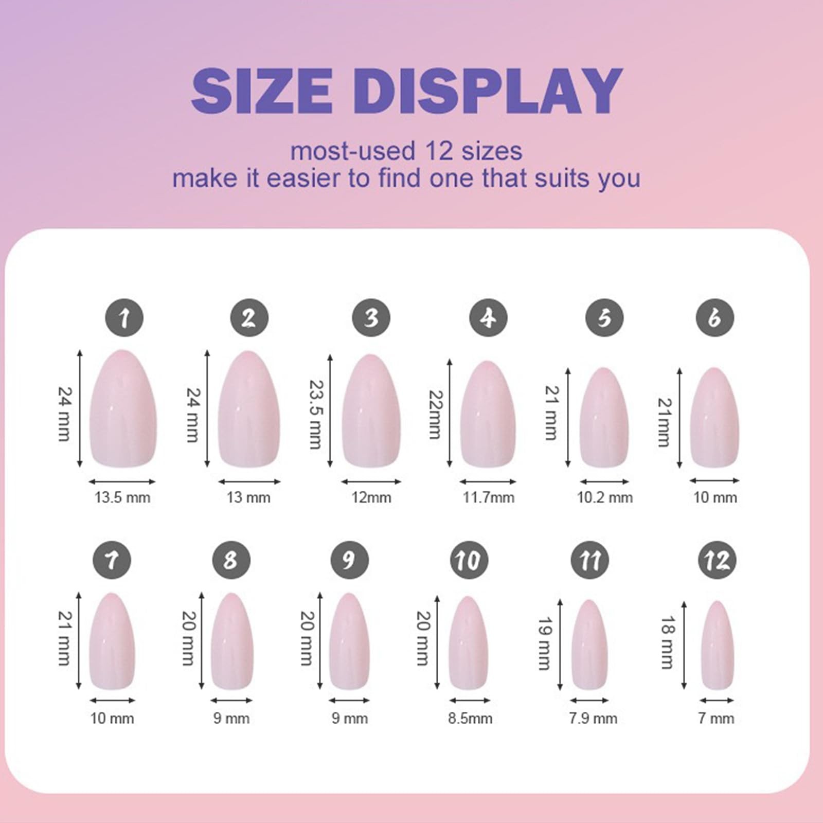 576 Pcs Press on Nails Medium Almond Fake Nails Solid Color False Nails 24 Co…