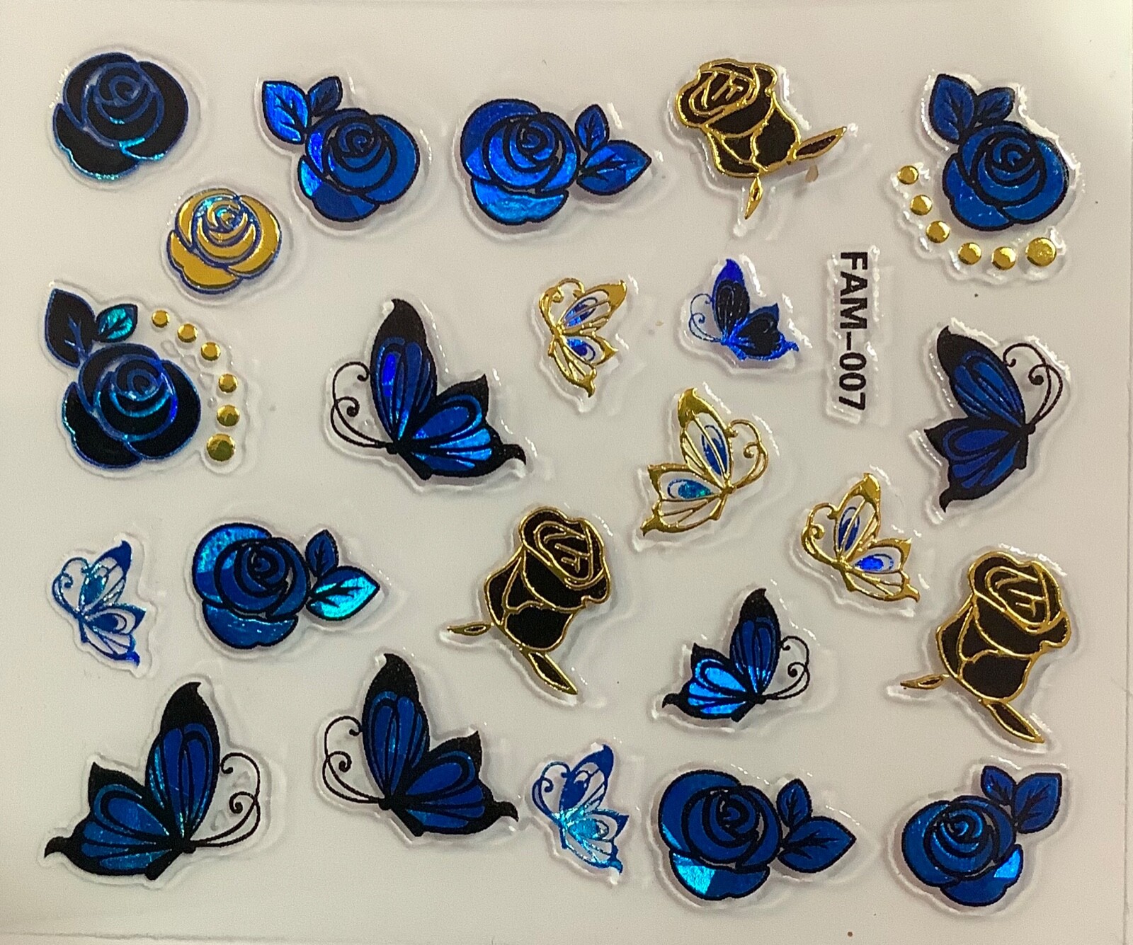 NAIL art 5 SHEETS Blue Mix FREE Shipping  +Free Extra Stickers Random Design