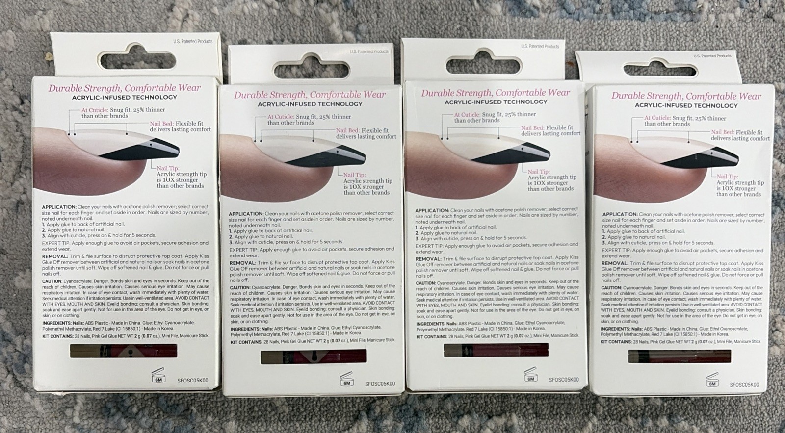 Kiss Salon Acrylic French Revolutionary Nails SF001 Short Manicure 4 Pack