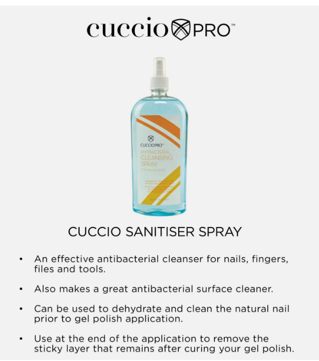 Cuccio Pro Antibacterial Cleansing Spray For Nails & Hands – 16 Fl.oz (473 ml)
