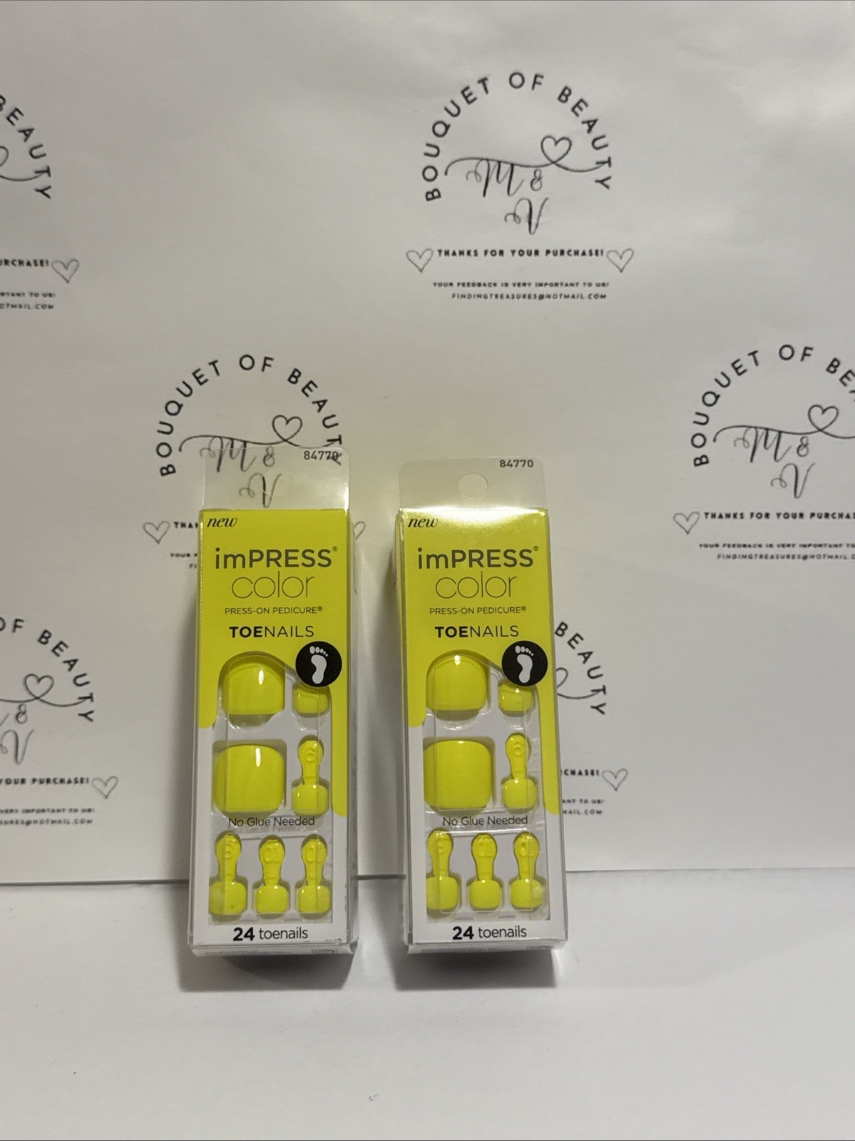 2 KISS Nails imPRESS Color Press On Pedicure Neon Yellow*Got It* 👀My Page For +