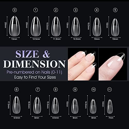 Almond Nail Tips for Manicure: 240pcs Soft Nail Gel 240pcs Extra Short Almond