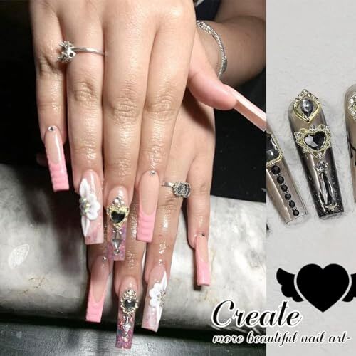 24pcs Black Luxury Nail Charms +2000pcs 2 Box Luxury Style Nail Charms – Black