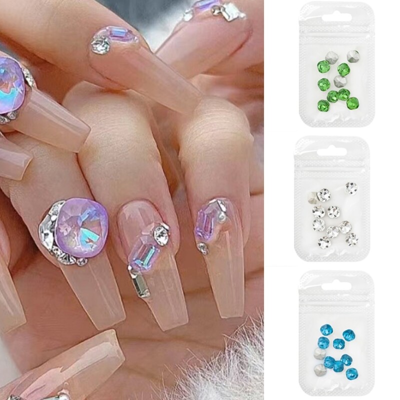 10pcs Pointed Base Nails Art Rhinestones Nails Art for Enthusiasts