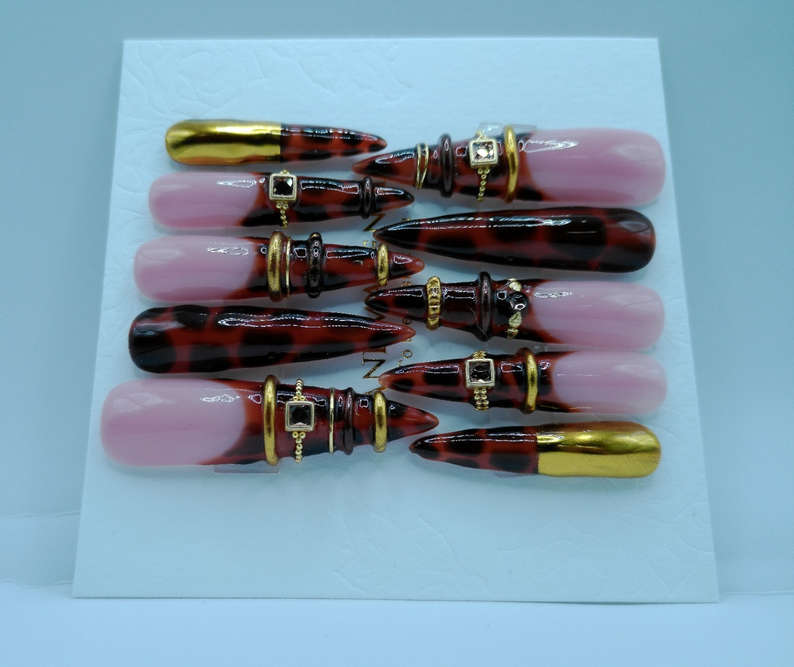 XXXLong Stiletto Tortoise Shell Bangle Press-On Nails – Medium Size