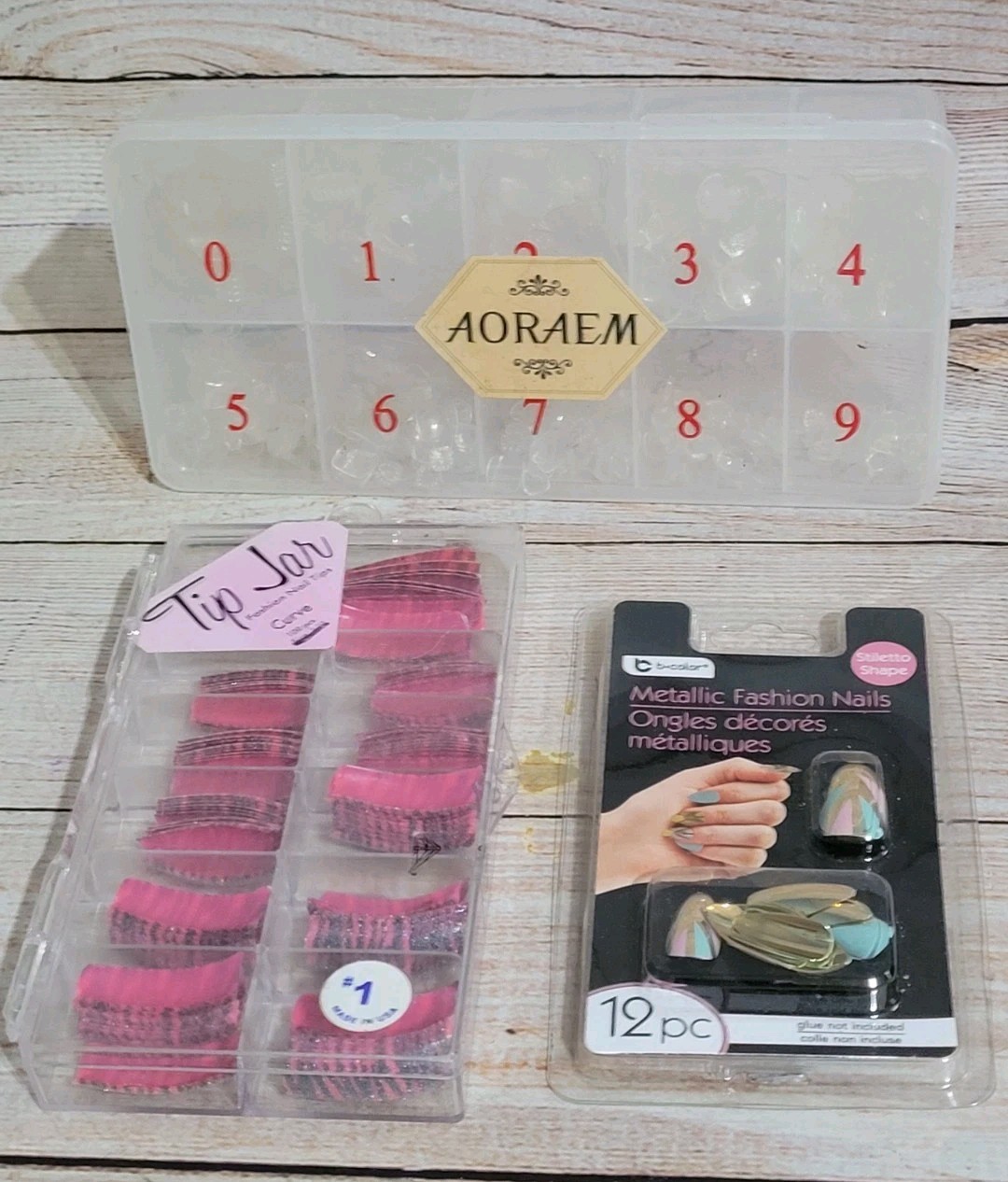 Artificial Nail Tips Set with Box Clear, Metallic, Pink Black New, Other