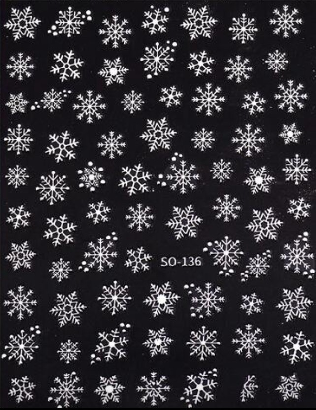 Nail Art Stickers Christmas White Snowflakes Snowman Reindeer Baubles Tree DIY