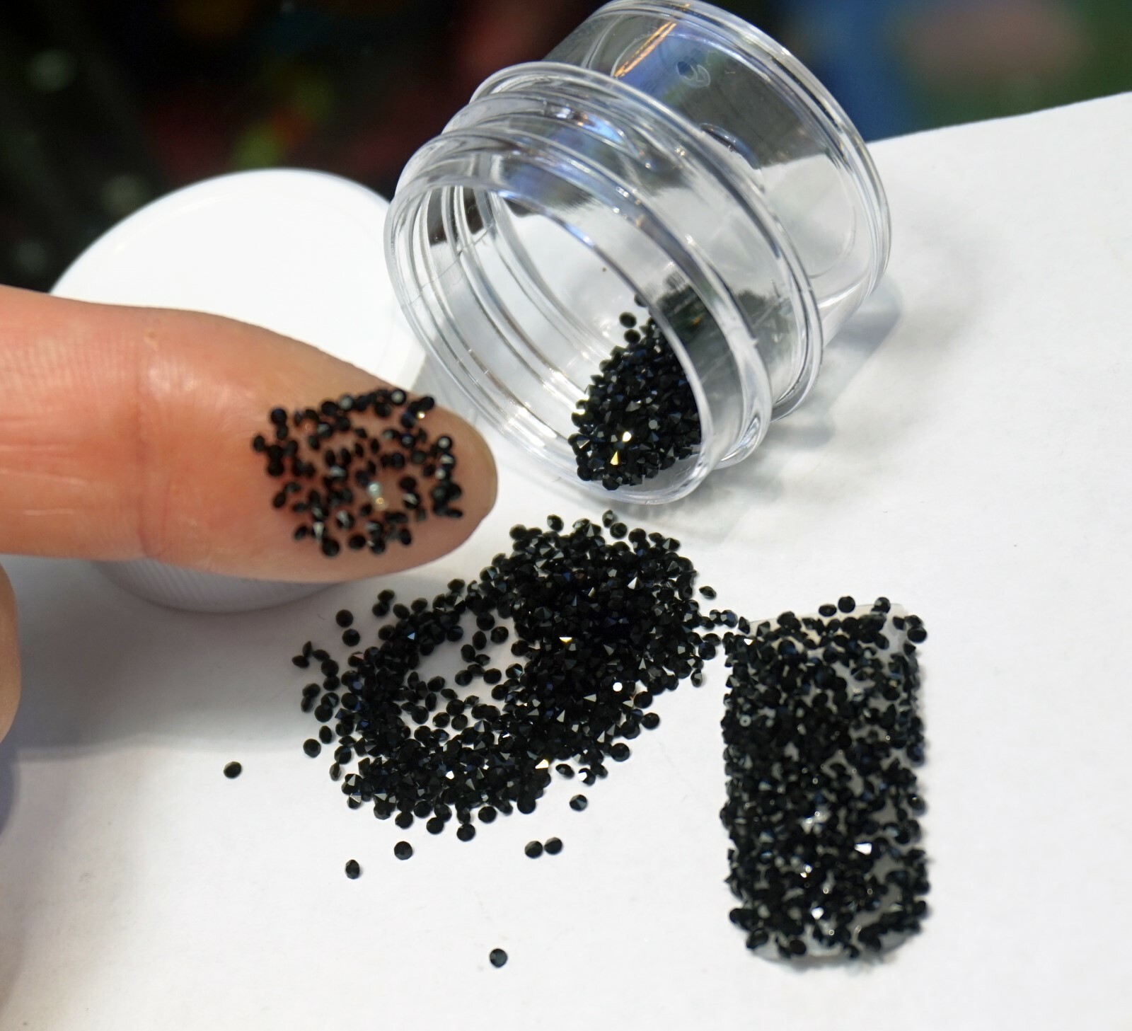 PREMIUM BLACK CRYSTALS FOR NAILS 1000 Pixiecrystals 3D Nail Art Small Gift