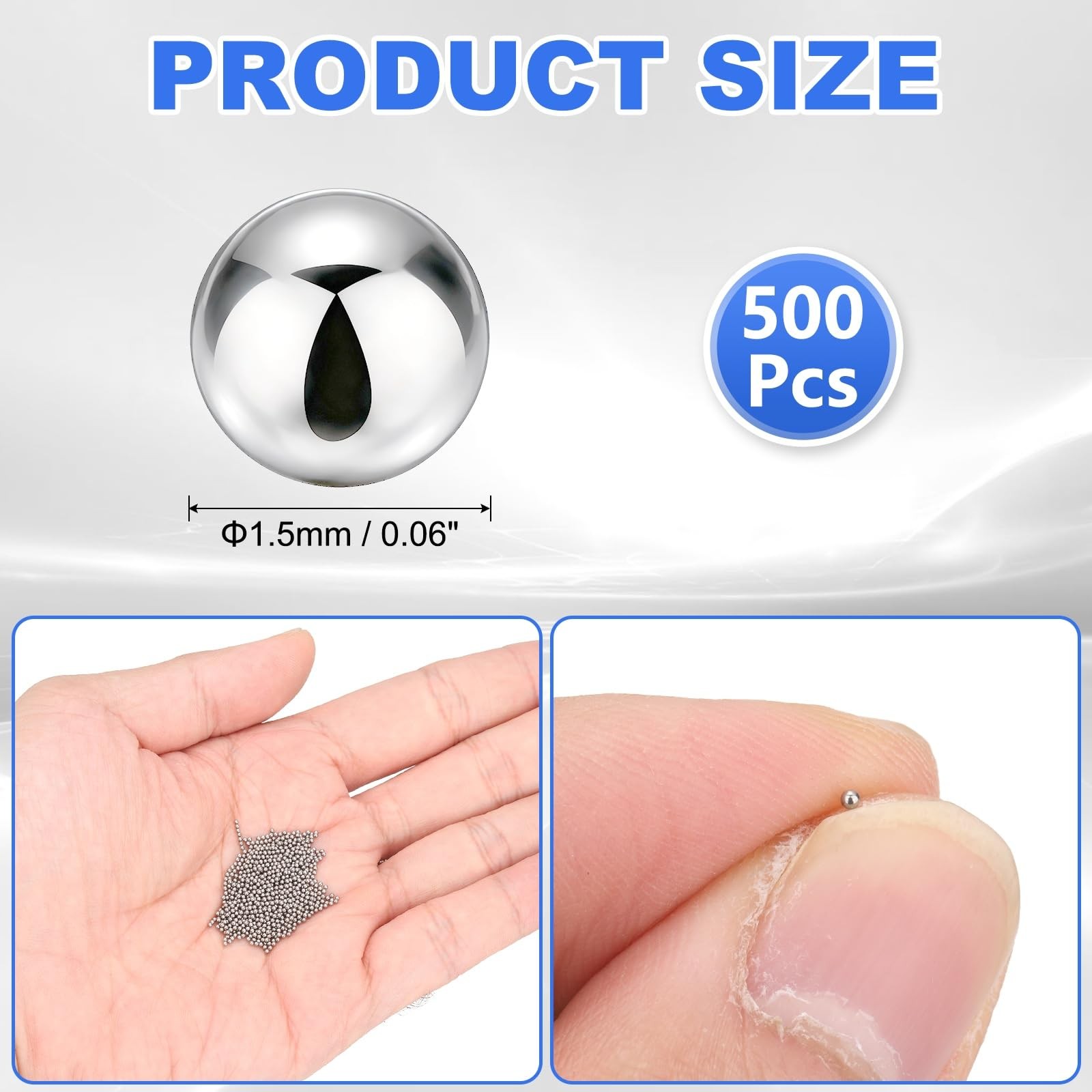 M METERXITY 500-Pack Stainless Steel Bearing Balls, 1.5mm G100 Metal Precisio…