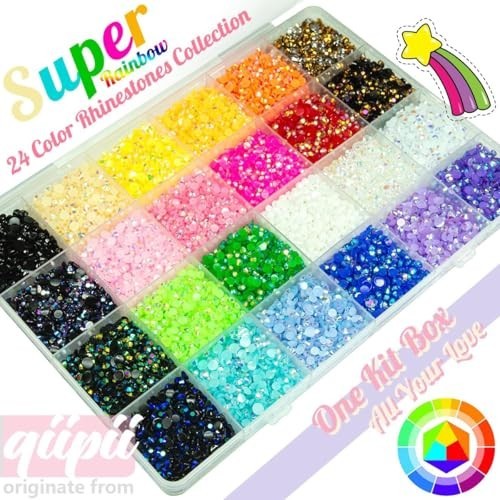 24 Color 20000PCS Jelly Resin Rhinestones & B7000 Glue for Crafting, Nails & Mak