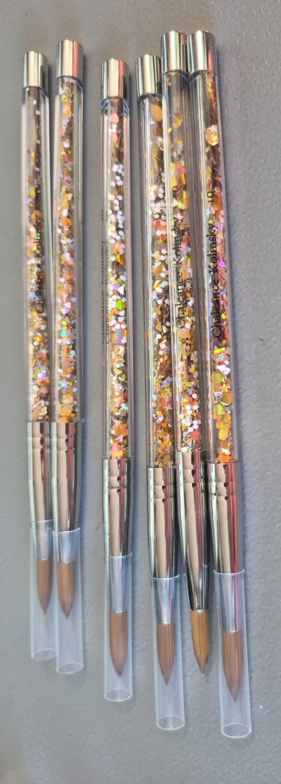 6pcs Kolinsky Round Acrylic Nail Art Brush Set Detail Painting Size 10 NEW