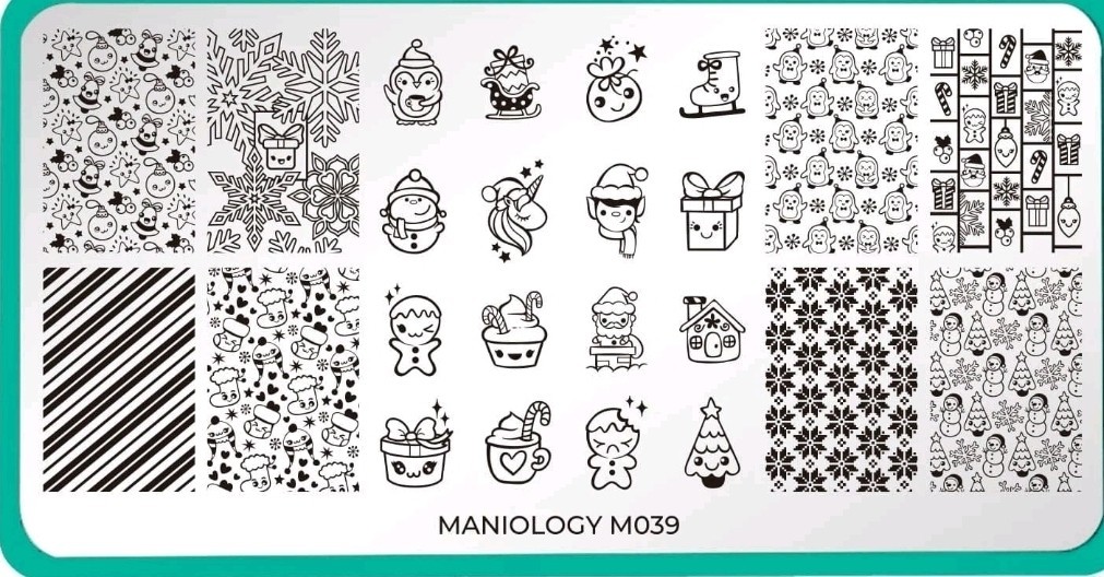Maniology Bundle Monster M039 Kawaii Christmas Santa’s Emoji Nail Stamp Plate