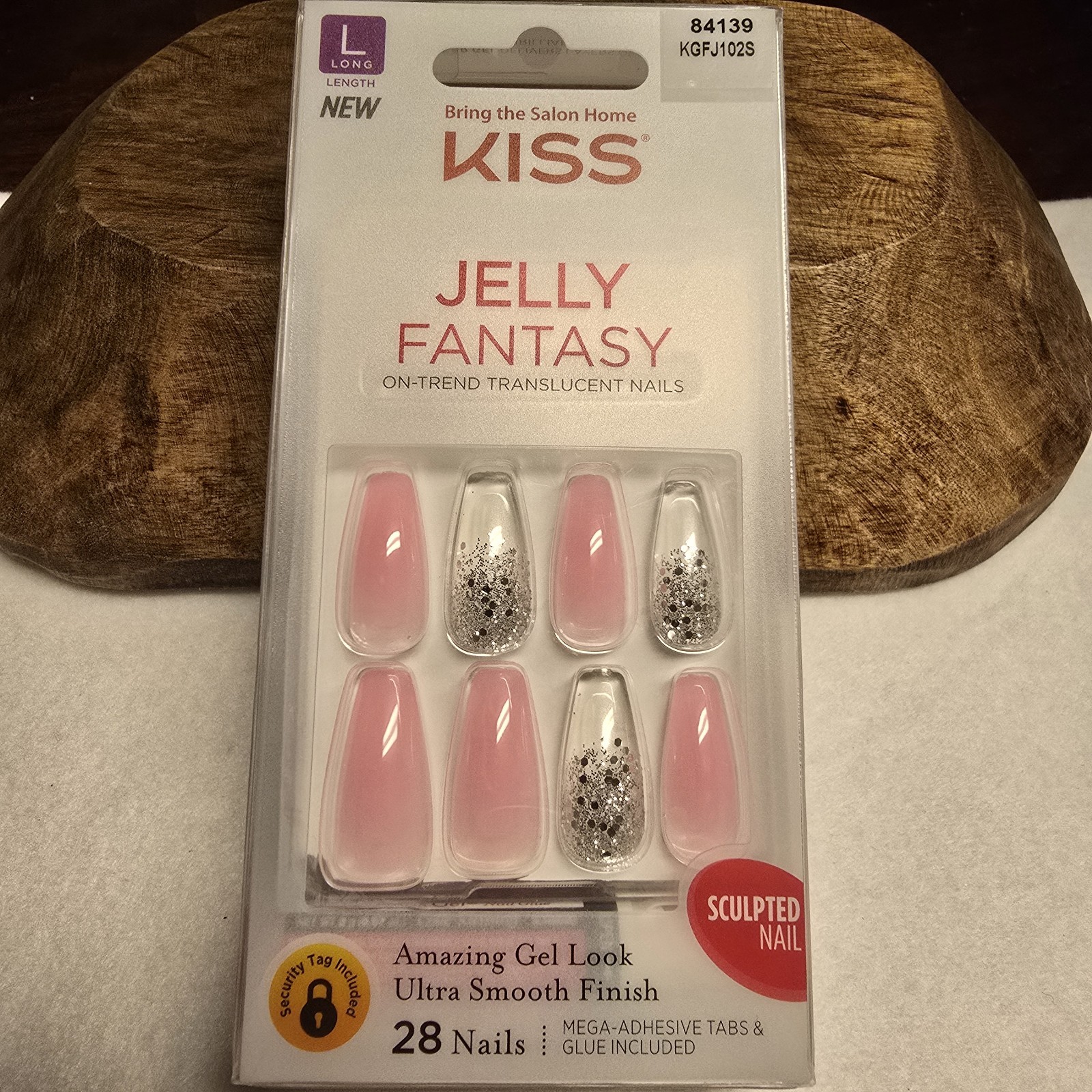 Kiss Jelly Fantasy Nails Ultra Smooth Sculpted Nails Long 84139 KGFJ102S Pink