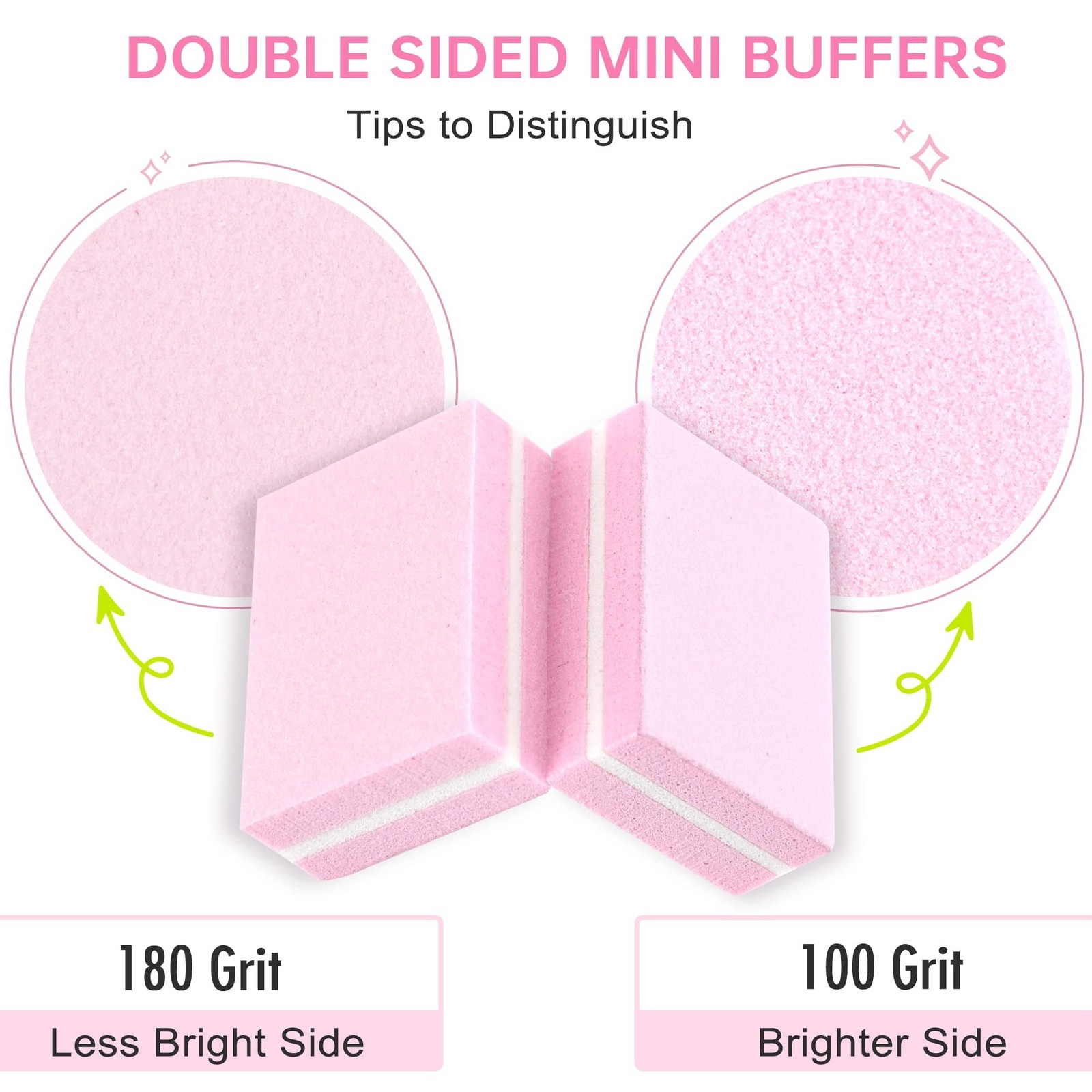 Mini Nail Buffer Blocks, 100/180 Grit Sponge Buffing Sanding Block File Manic…