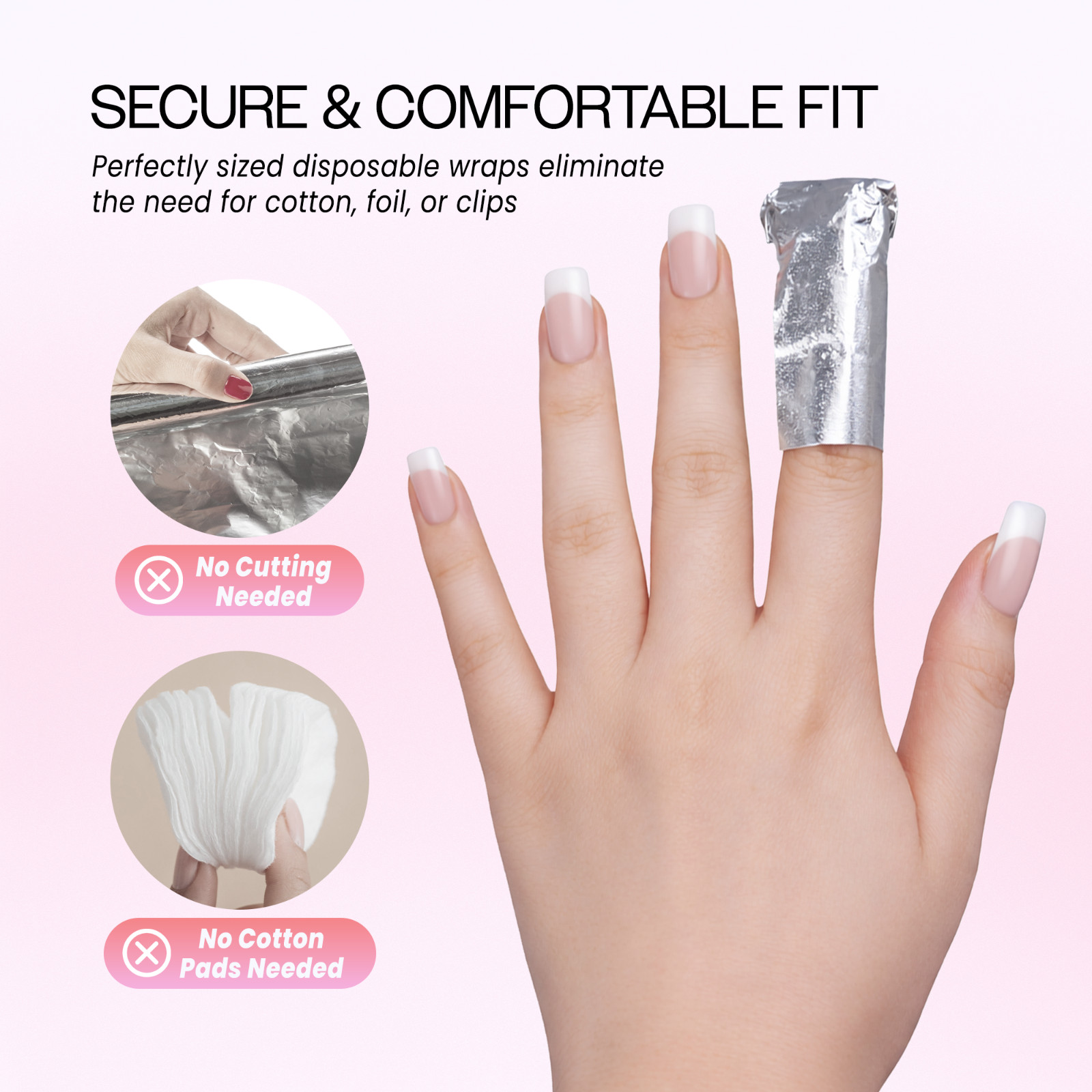 100pcs Gel Nail Polish Remover Wrap Foils w/Cotton Pad and Nail Gel Remover Tool
