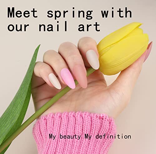 Press on Nails Almond Matte, 24 Colors 576PCS Press on E-Medium Almond Matte