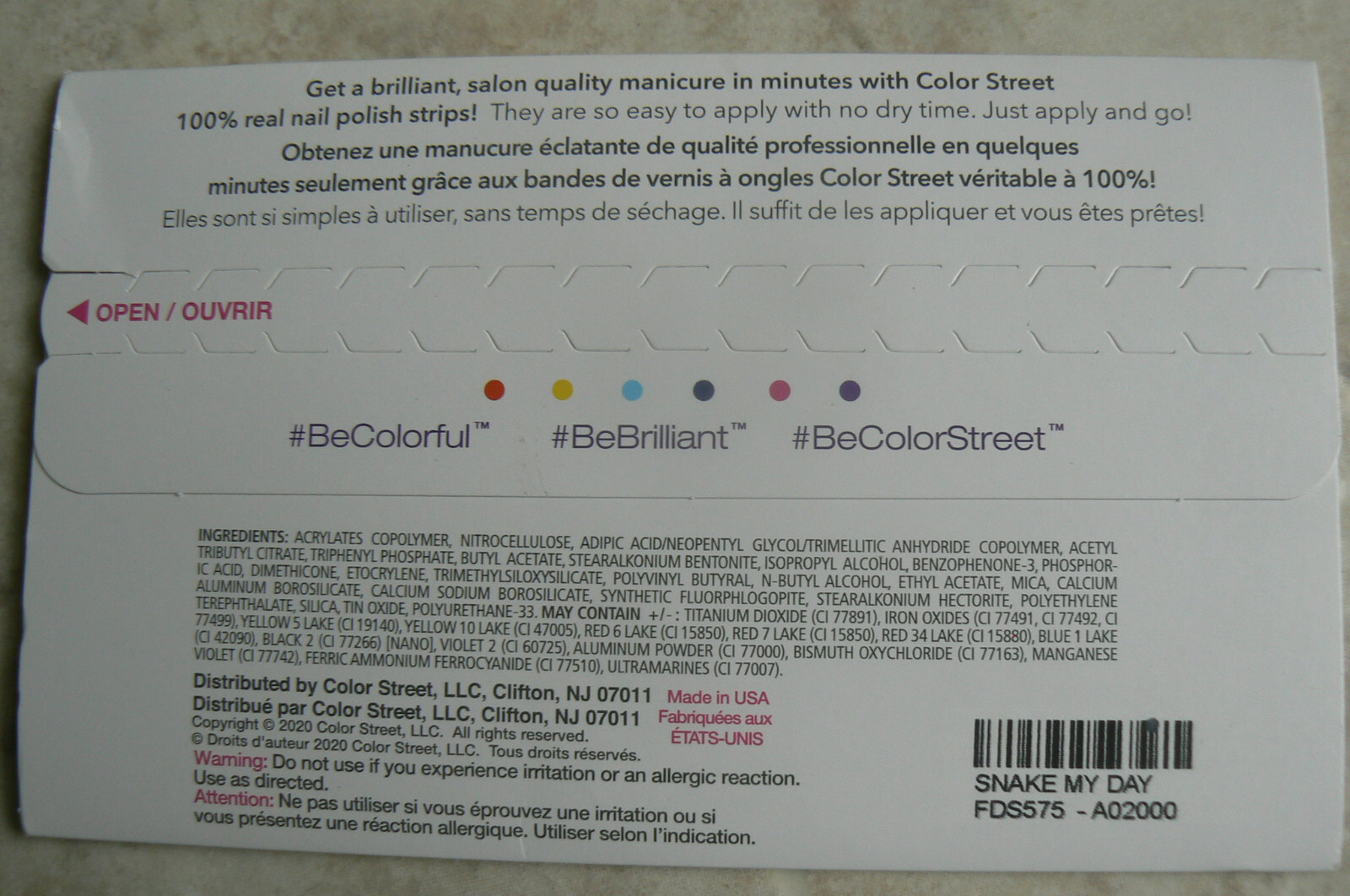 NEW Color Street SNAKE MY DAY teal green/black 100% Real Nail Polish Strips 16pc