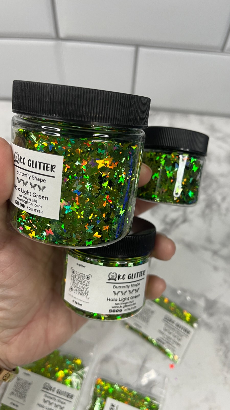 50g Solvent Resistant BUTTERFLY shape Glitter LIGHT GREEN Nail Art DIY Craft