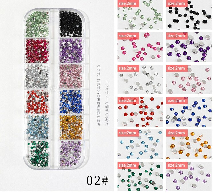 Mixed Size Colors Glass Flat Rhinestones Crystal Strass Nail Art Decoration