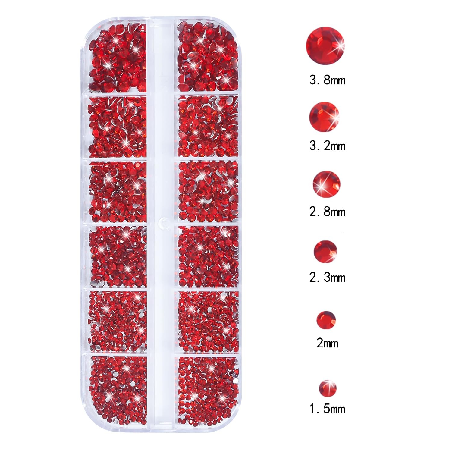 Red 3D Multi Shape Flat Back Nail Rhinestones Crystals for Manicure Nail Art