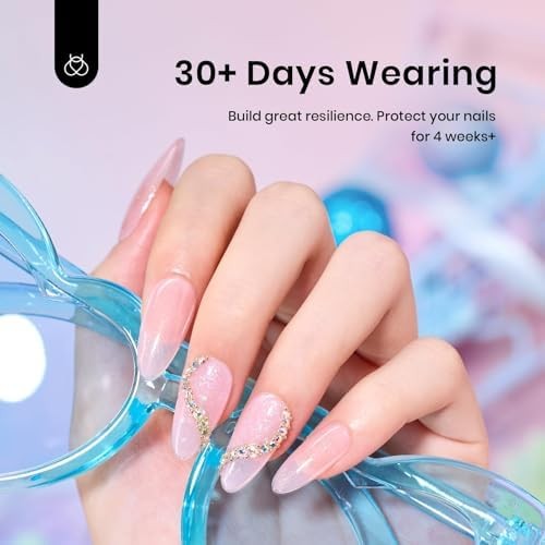 Beetles Builder Gel Set,6 Colors Glitter Shimmer 7 in 1 Nude Pink White Nail Thi