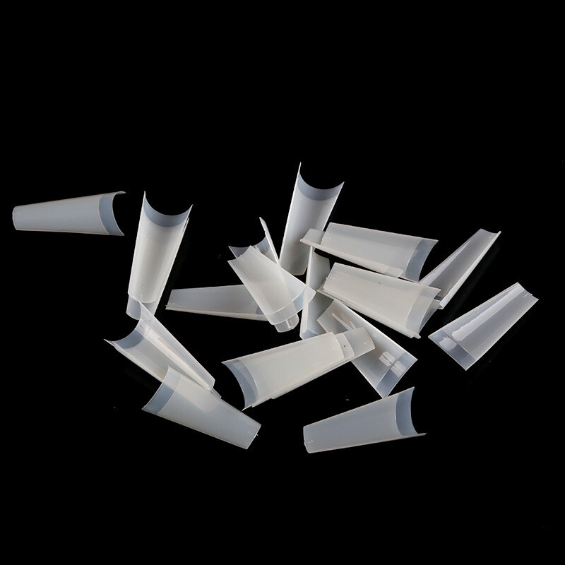 500Pcs/Case Acrylic French Half False Nail Tips Coffin Flat C Curve Nail Art