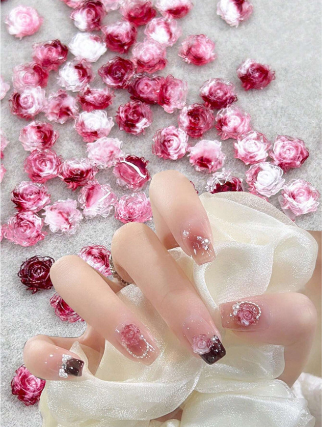20Pcs Nail Art Jewelry Charm Flatback Resin Camellia Rose Flower Decor DIY NH25