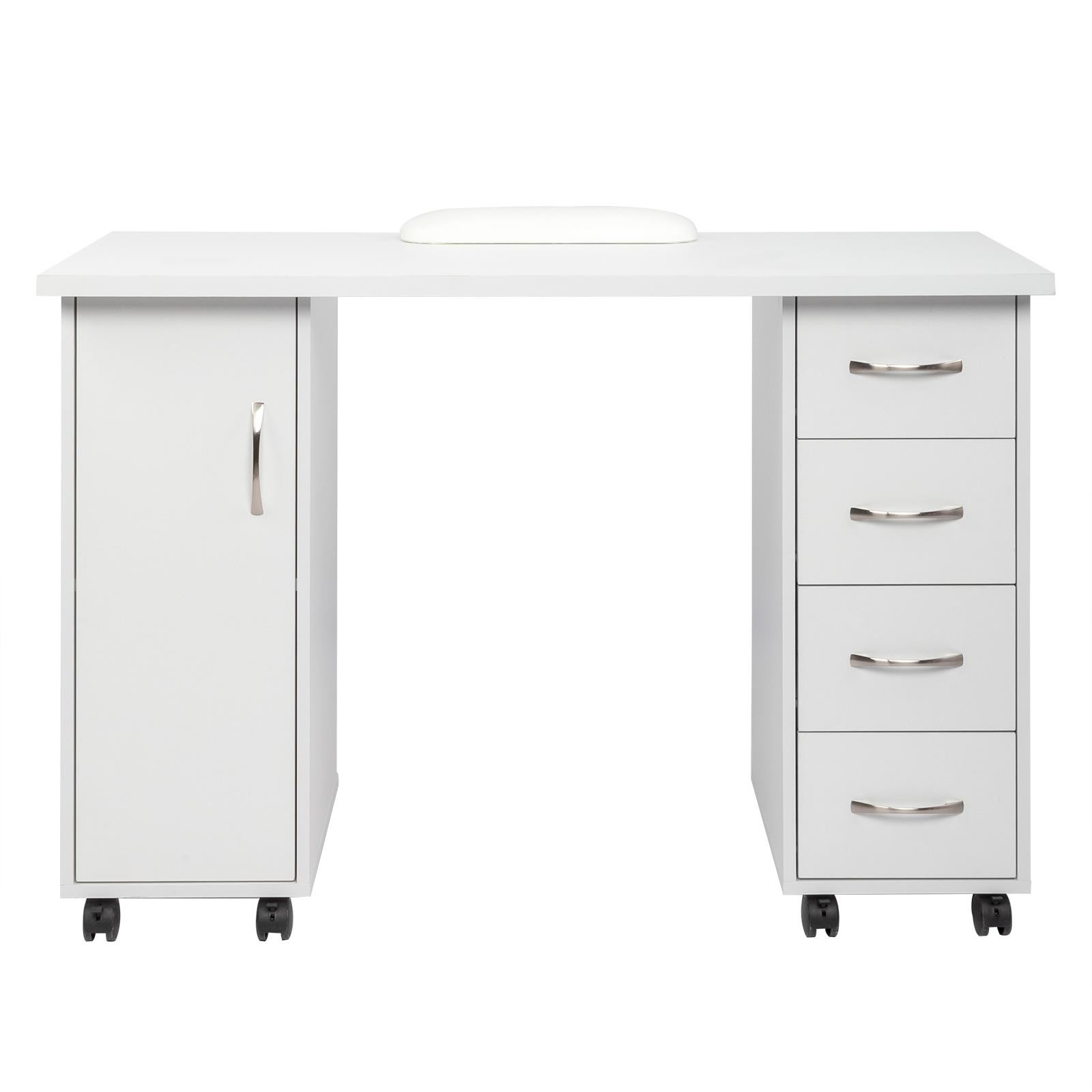 Manicure Table Nail Desk Beauty Salon W/ 4 Drawer +Wrist Rest+Wheel+Drawer