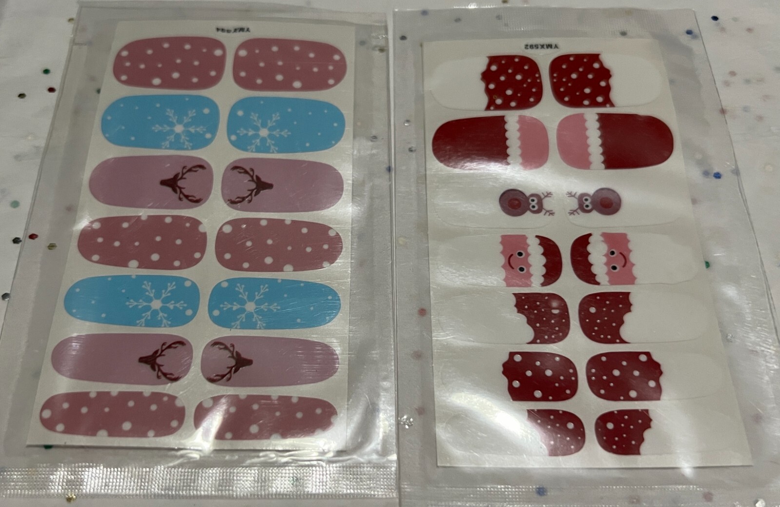 2 SETS – Unbranded Nail Wraps Stickers Mani-pedicure Self Stick – Santa, Winter