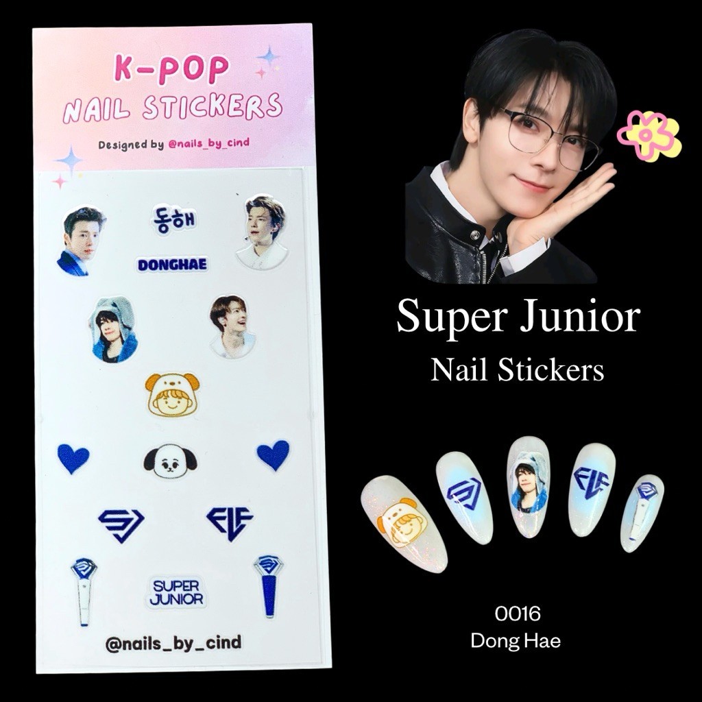 SUPER JUNIOR E.L.F. VER 2 KPOP NAIL STICKER FAN MADE KOREA SM SAPPHIRE BLUE Z10