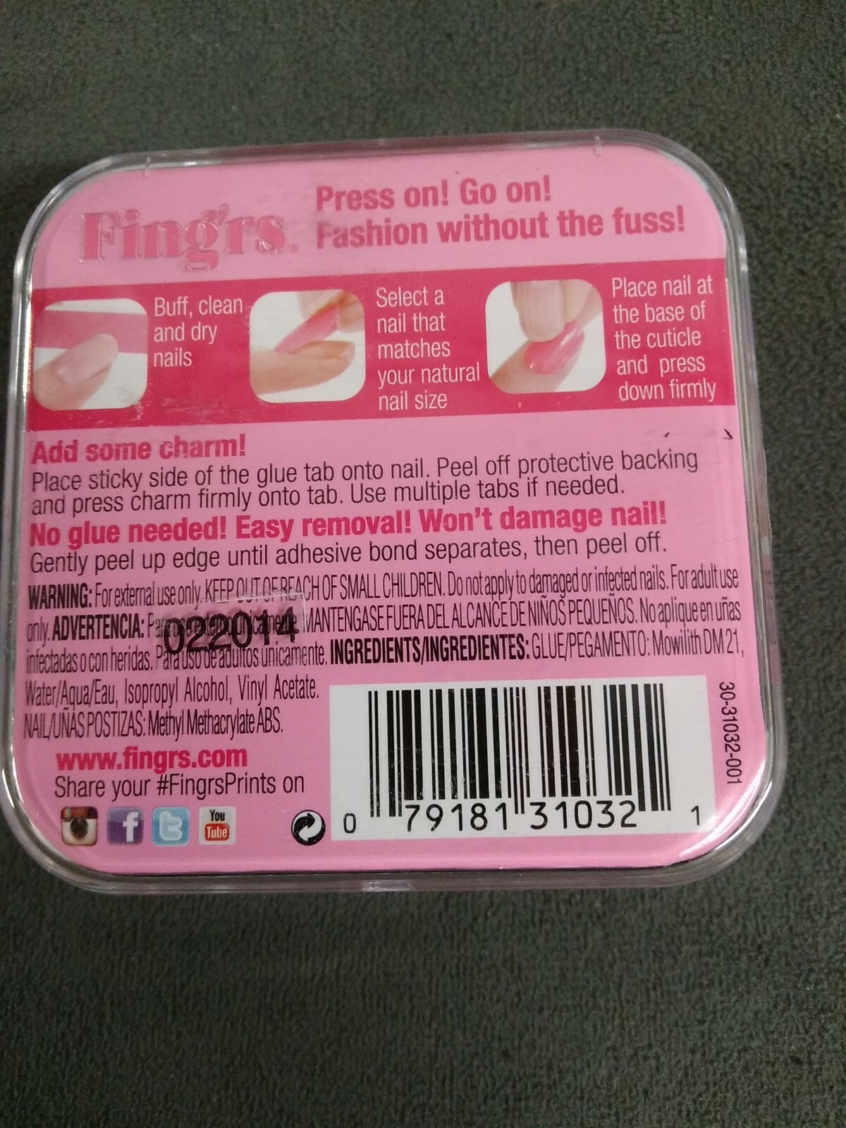 Fing’rs Prints 24 Pieces Press-On Nails Finger Prints -31032 blooming reality