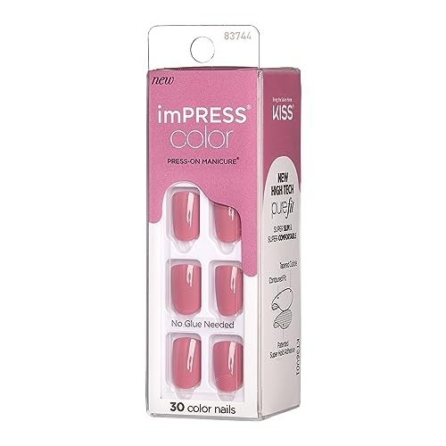 KISS No Glue Mani Press On Nails, , ”, Pink, 30 Count (Pack of 1) Petal Pink