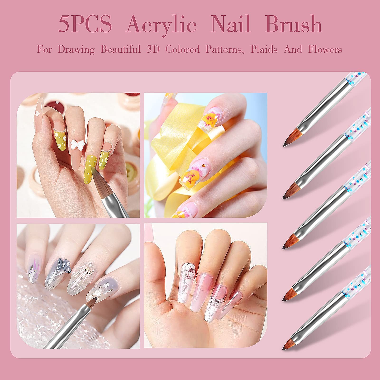 32 Pcs Nail Art Brush Set Acrylic Liner Dotting Tools for Beginners Salon