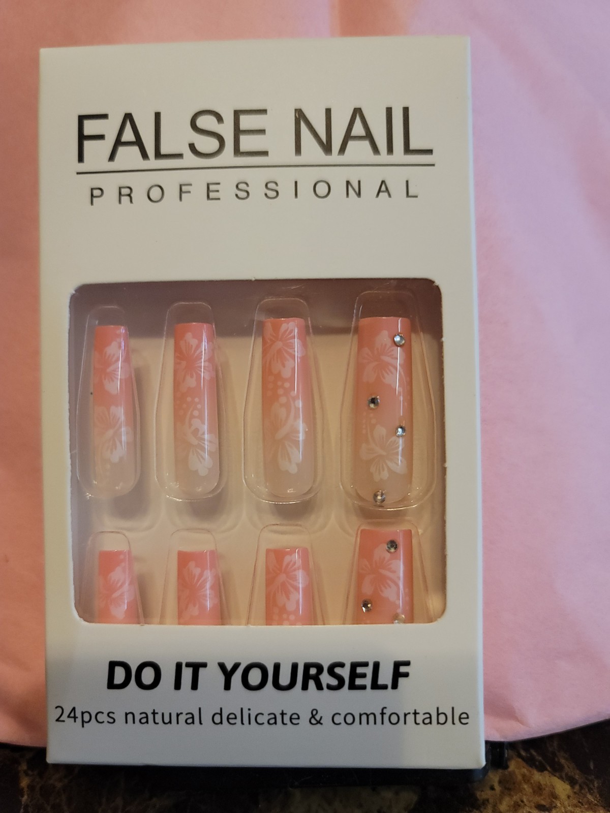LONG Square Ombre Ballerina Shaped Nails 24 Pcs