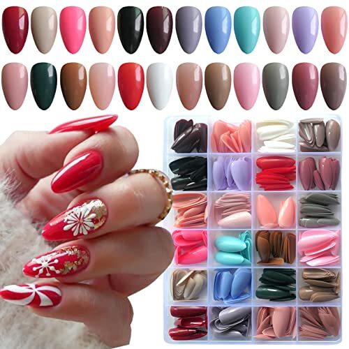 576pc Medium Press on Nails Almond Fake Nails Full N–Medium Almond Presson