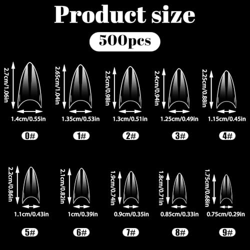 500 Pcs Extra Short Half Cover Almond Nail Tips, Short Almond Nail-Tips, Clear