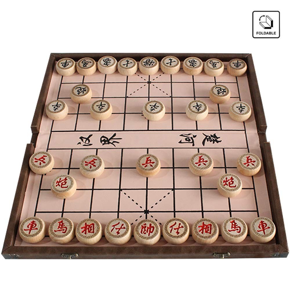 Luoyer 15 inch Chinese Chess Set with PU 15.1 X 16.1 X 0.8 inches, Brown