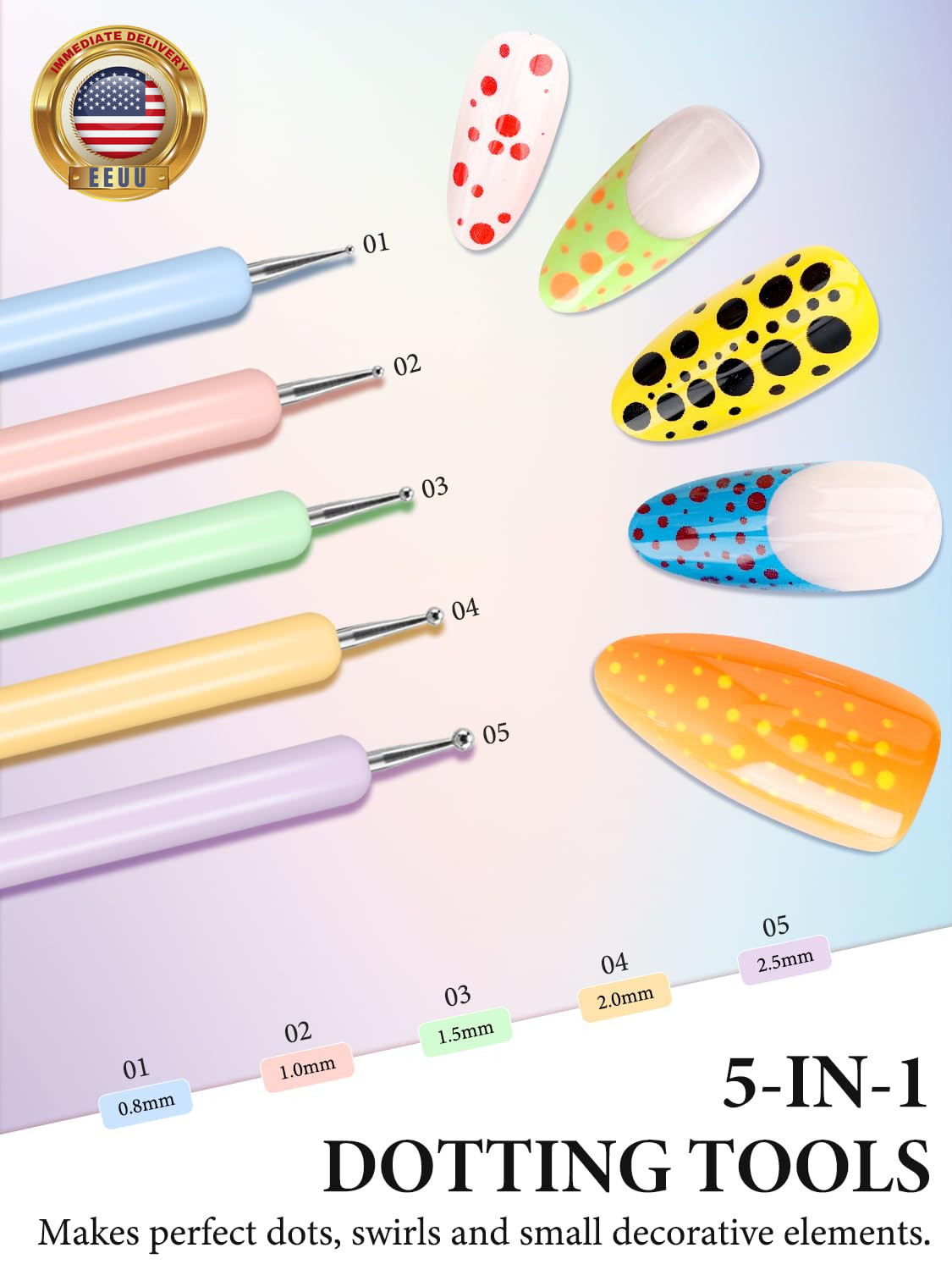 10 Pcs Nail Art Brushes Set, Nail Dotting Tools, French Tip Tool, Nail Art Deign
