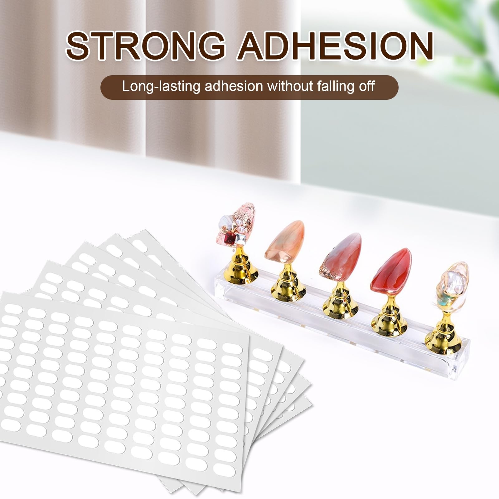 1000 Pcs False Tip Double Sided Adhesive Tapes, Pre-Cut Nail Display Strips, …