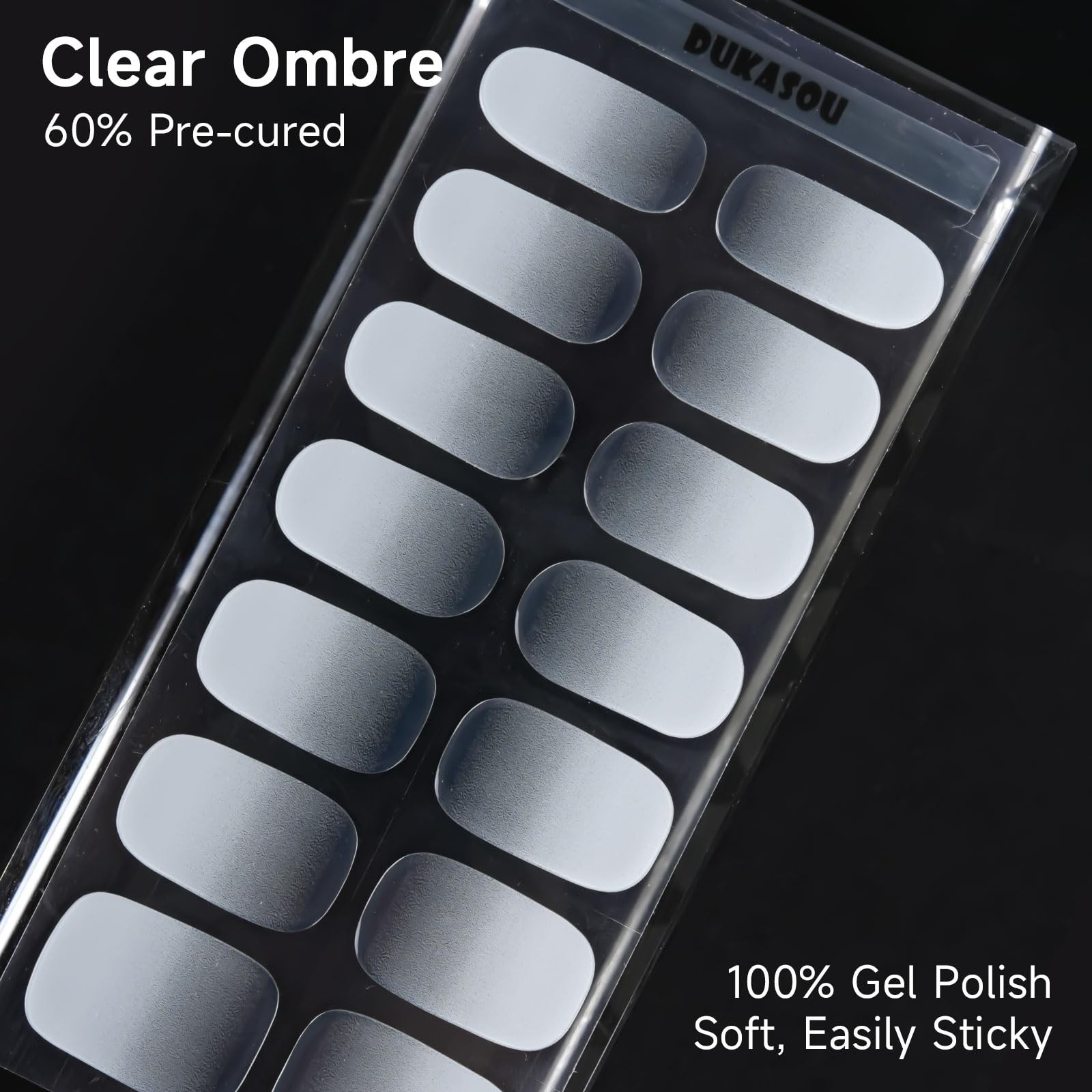 Semi Cured Gel Nail Strips, 28 pcs Gel Nail Stickers Work with Any UV Lamp,